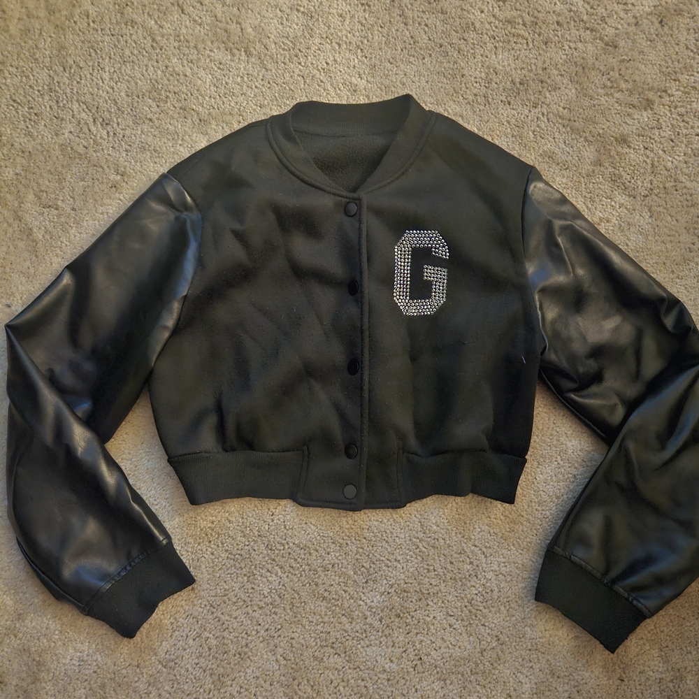 SHEIN Black Varsity Jacket with Classic Design